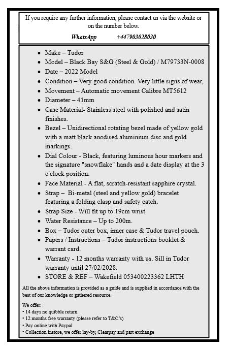 Tudor Black Bay S&G / M79733N