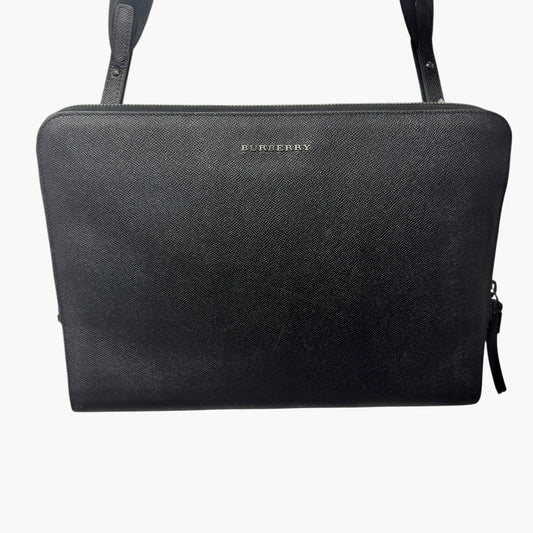 Burberry Leather 2way Clutch Shoulder Bag Black
