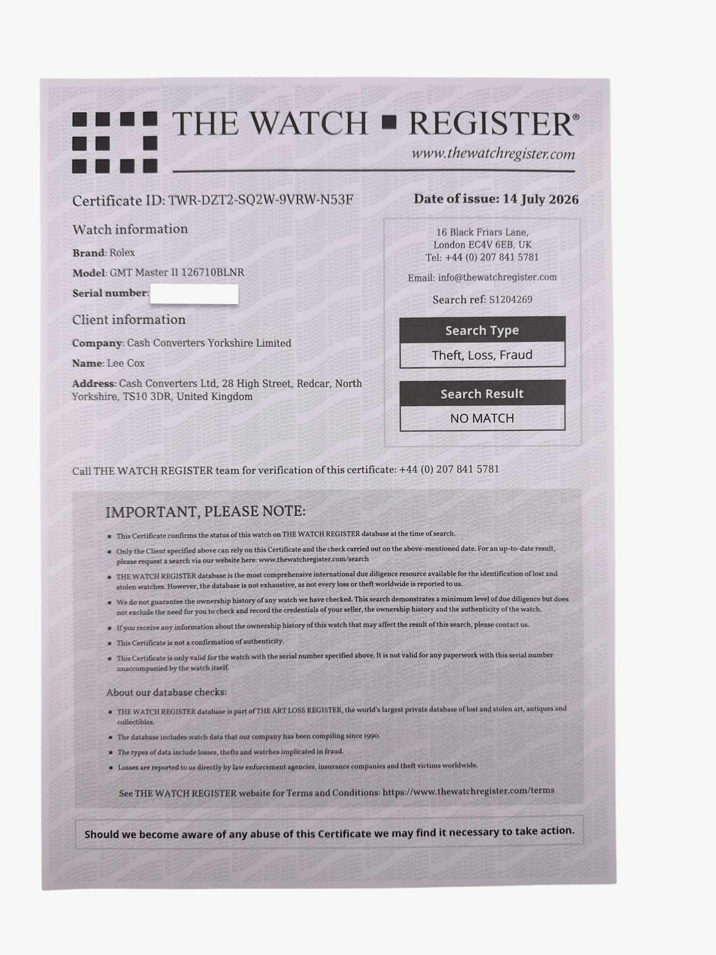 Rolex GMT Master II / Reference 126710BLNR