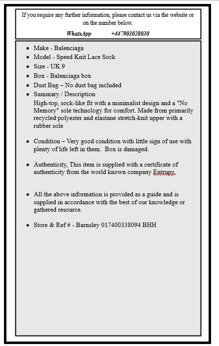 Balenciaga Speed Knit Lace Sock