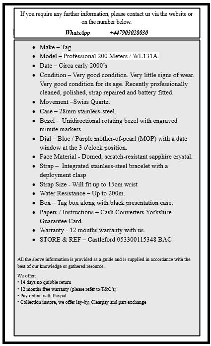 Tag Professional 200 / WL131A