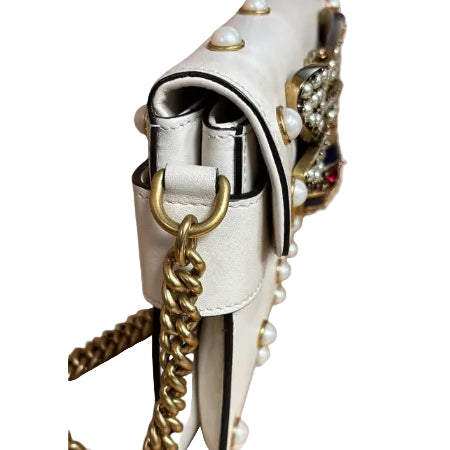 Gucci Broadway Pearly Bee Leather Shoulder Bag