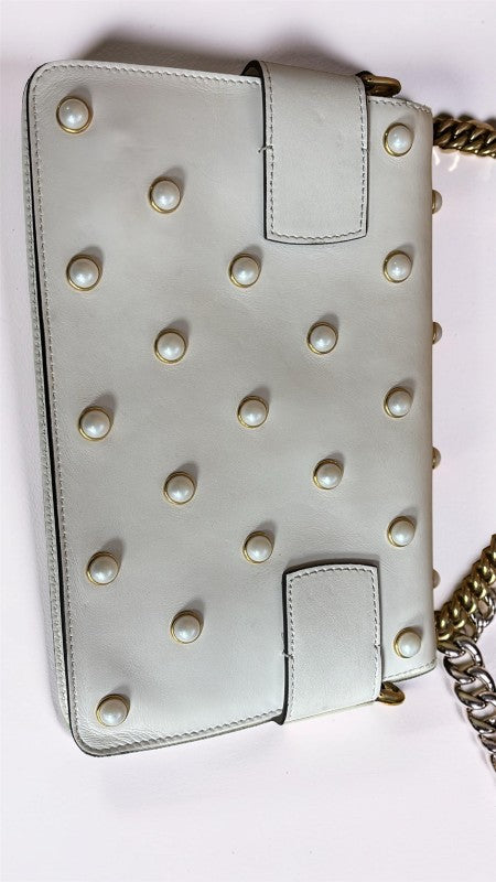 Gucci Broadway Pearly Bee Leather Shoulder Bag