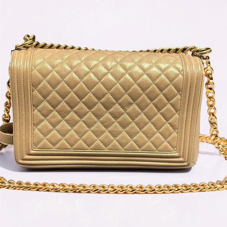 Chanel Gold Caviar Leather Bag