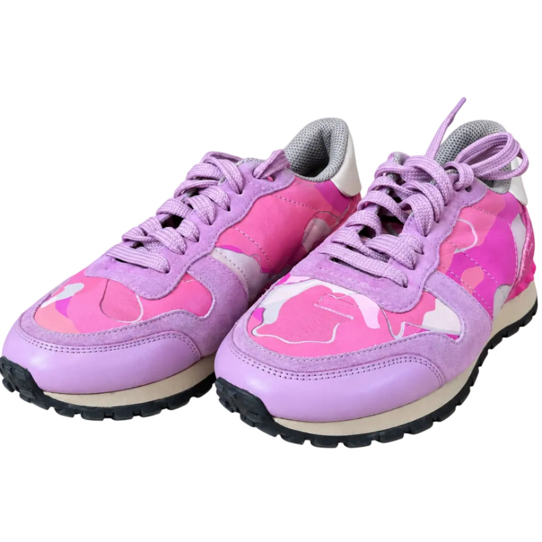 Valentino Garavani Pink Camouflage Rockrunner Trainers