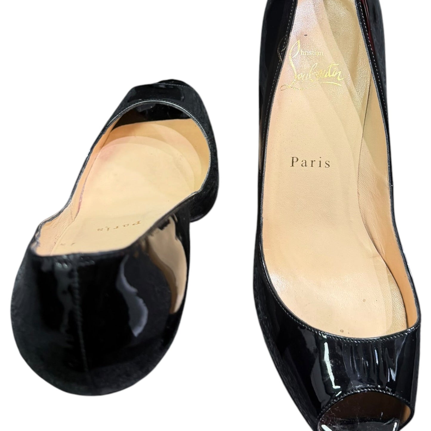 Christian Louboutin Very Privé 120 Patent Leather Peep Toe Pumps