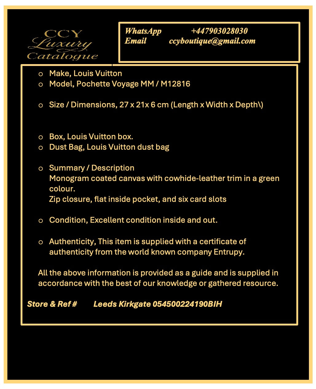 Louis Vuitton	Pochette Voyage MM / M12816