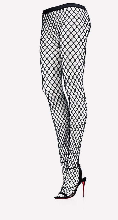 Christian Louboutin Zoom 100 black fishnet mesh tights shoes
