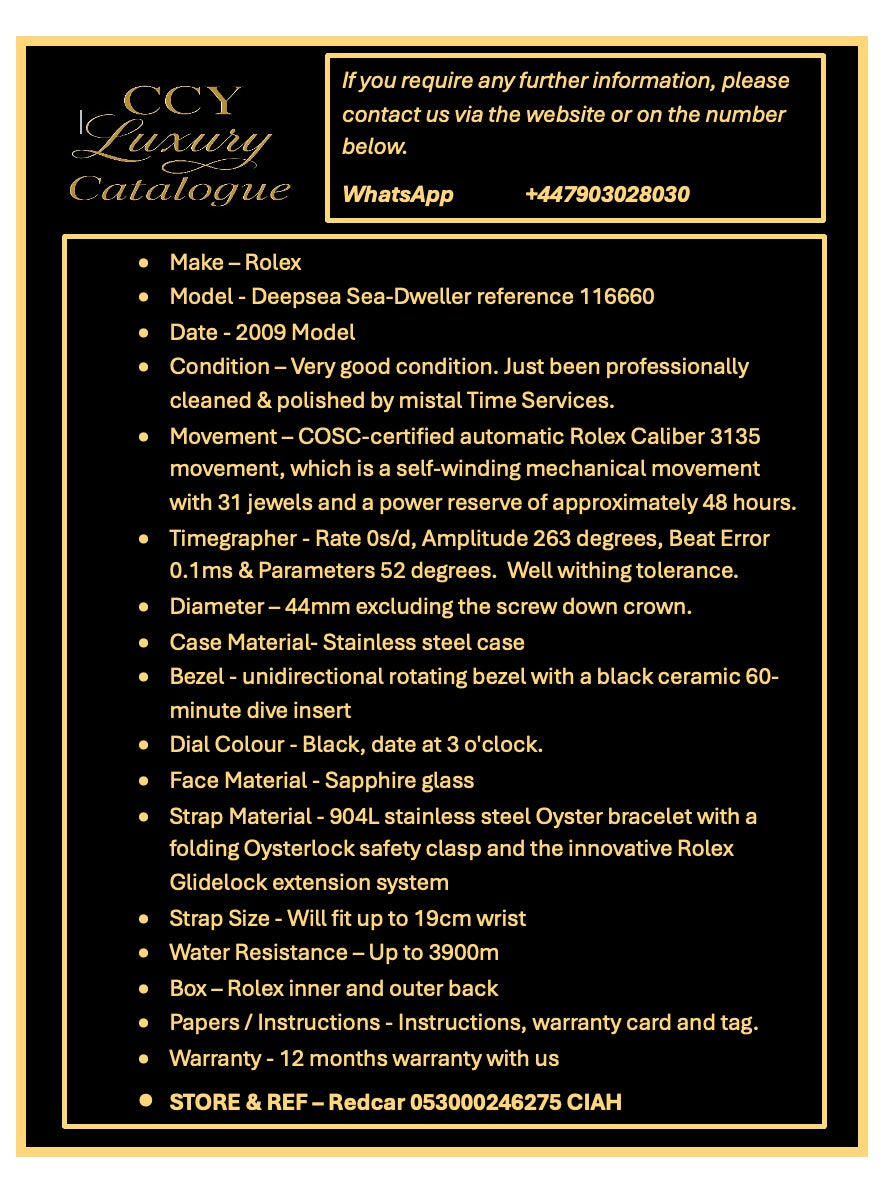 The Rolex Deepsea Sea-Dweller reference 116660