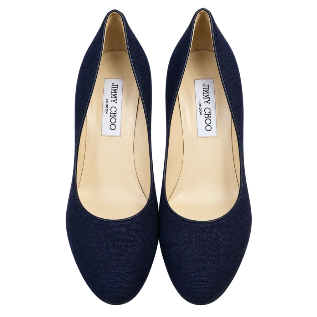 Jimmy Choo Alex Navy Blue Platform Court Shoes