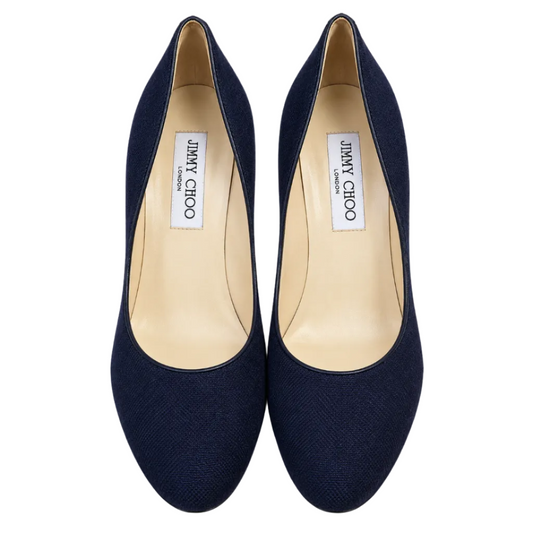 Jimmy Choo Alex Navy Blue Platform Court Shoes