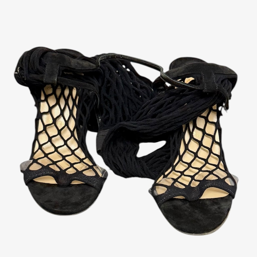 Christian Louboutin Zoom 100 black fishnet mesh tights shoes