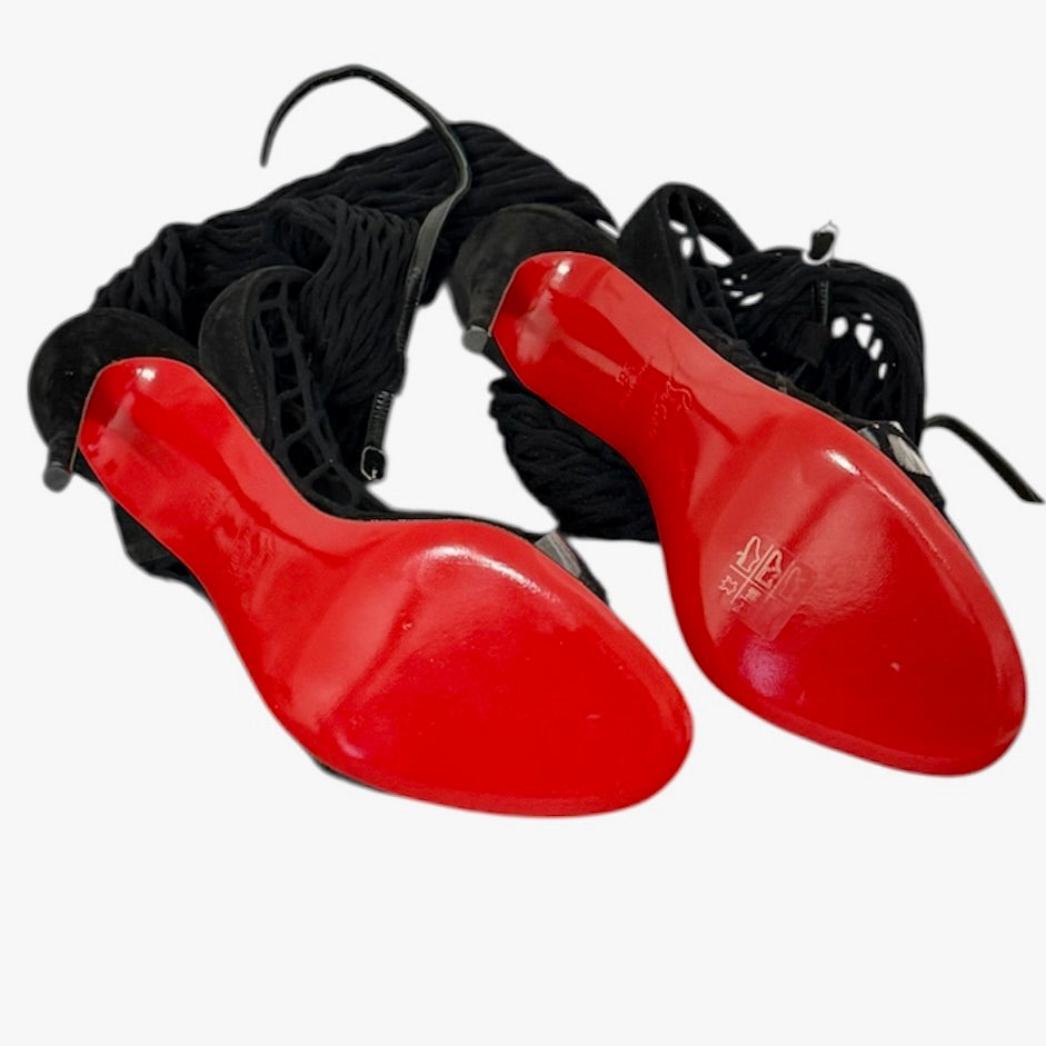 Christian Louboutin Zoom 100 black fishnet mesh tights shoes