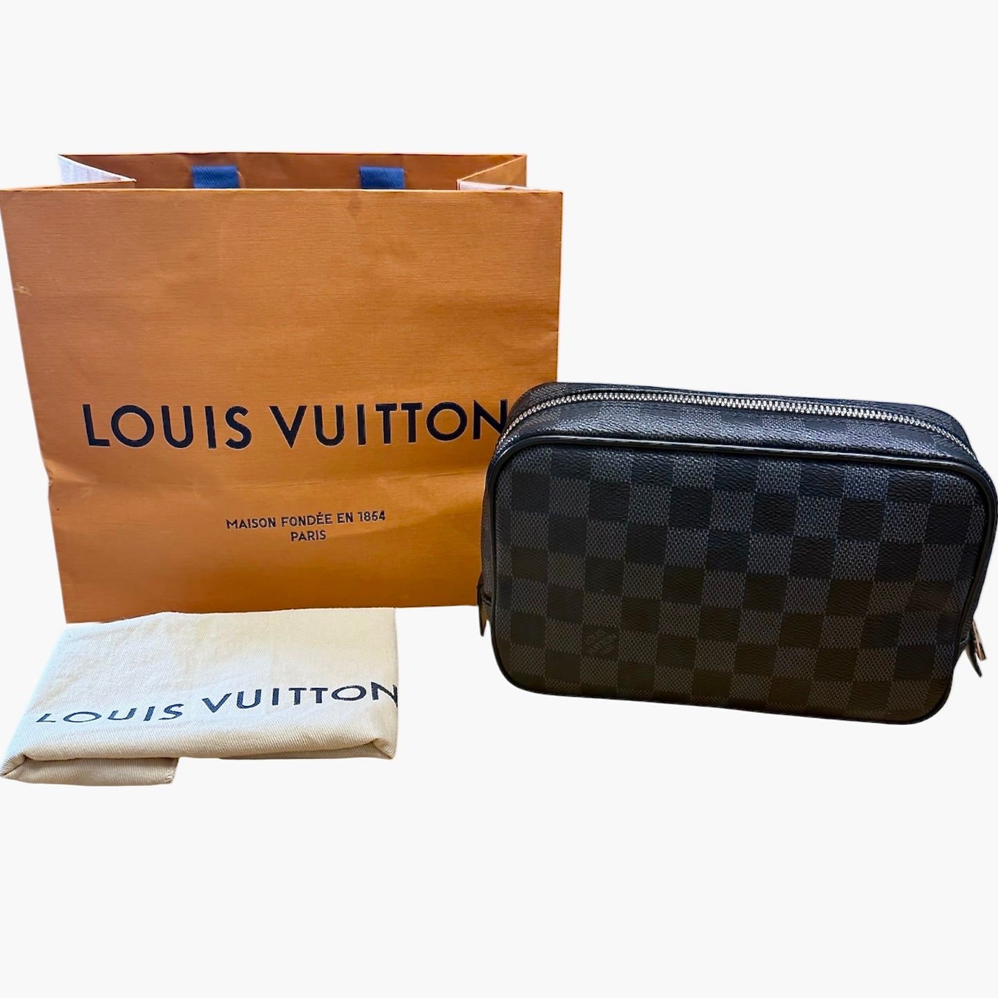 **SOLD** Louis Vuitton Damier Graphite Canvas Toilet Pouch PM