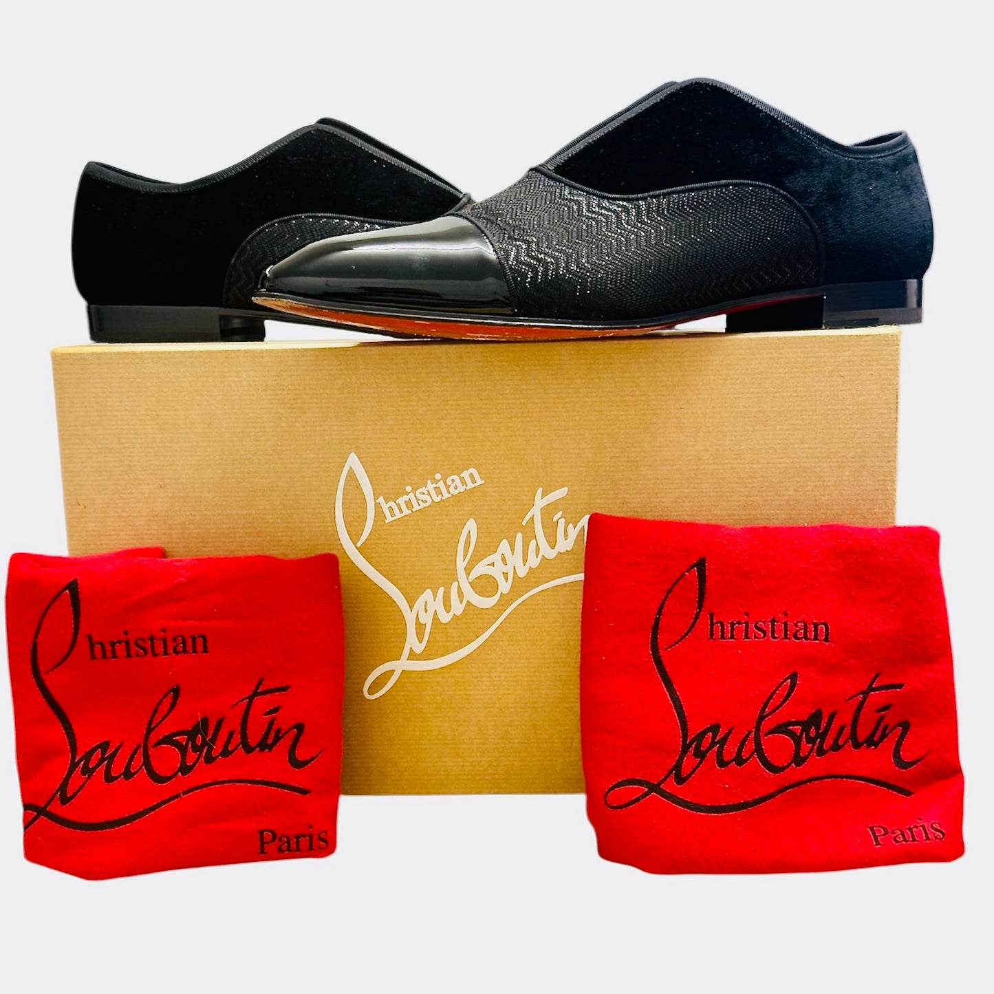 **SOLD** Christian Louboutin Alpha Male Flat Pat / Lurex Zig