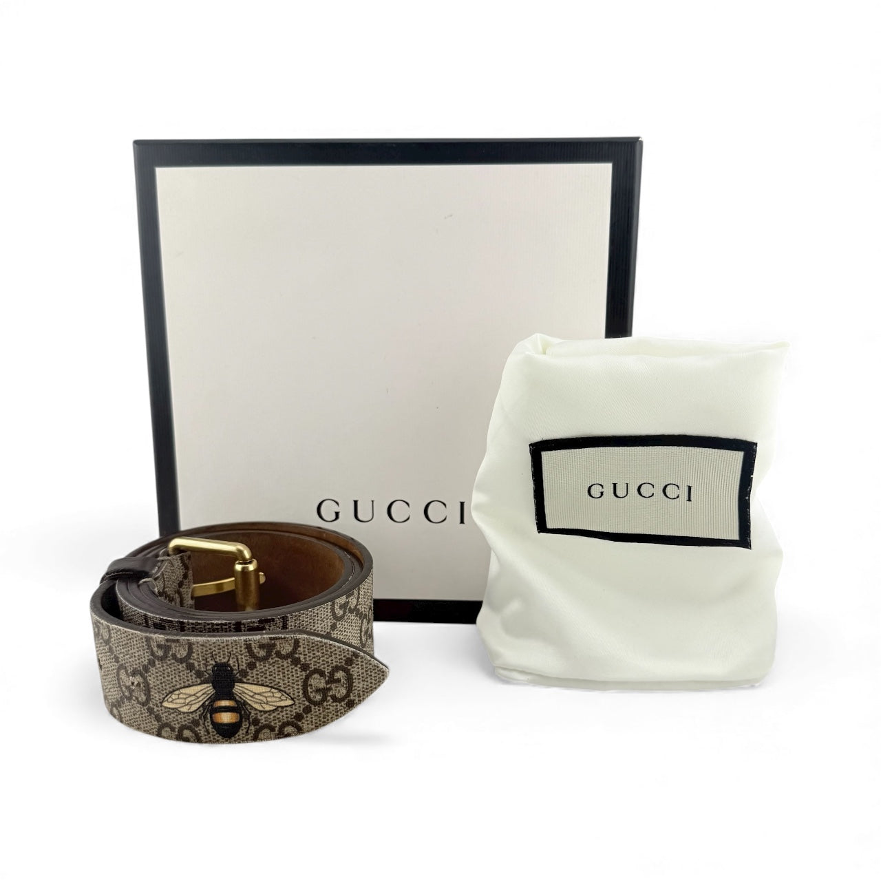 Gucci Supreme canvas belt with bumblebee design