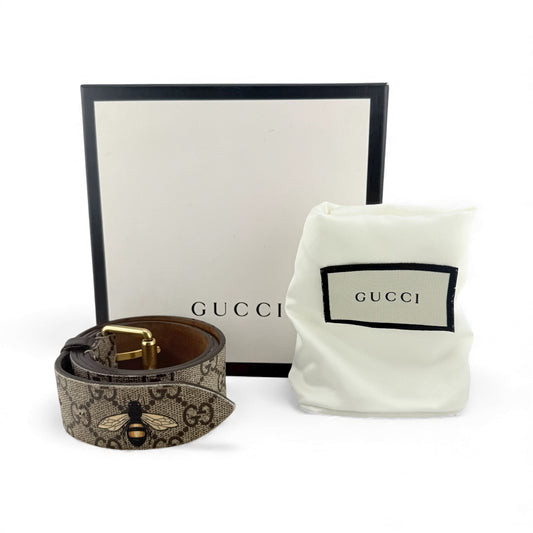 Gucci Supreme canvas belt with bumblebee design