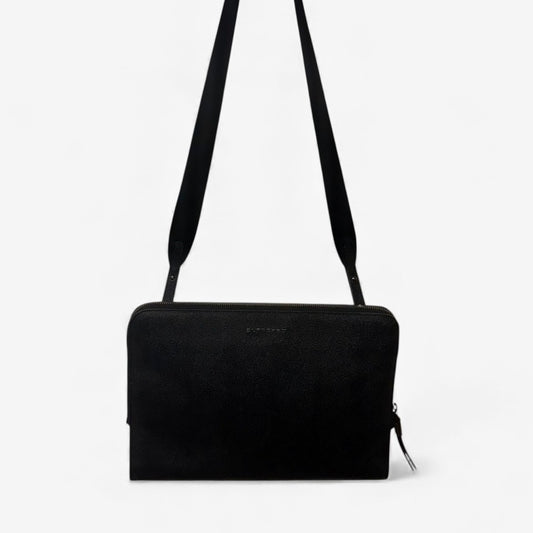 Burberry Leather 2way Clutch Shoulder Bag Black