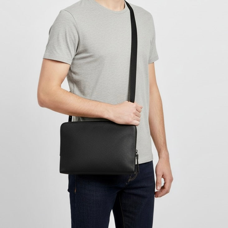 Burberry Leather 2way Clutch Shoulder Bag Black