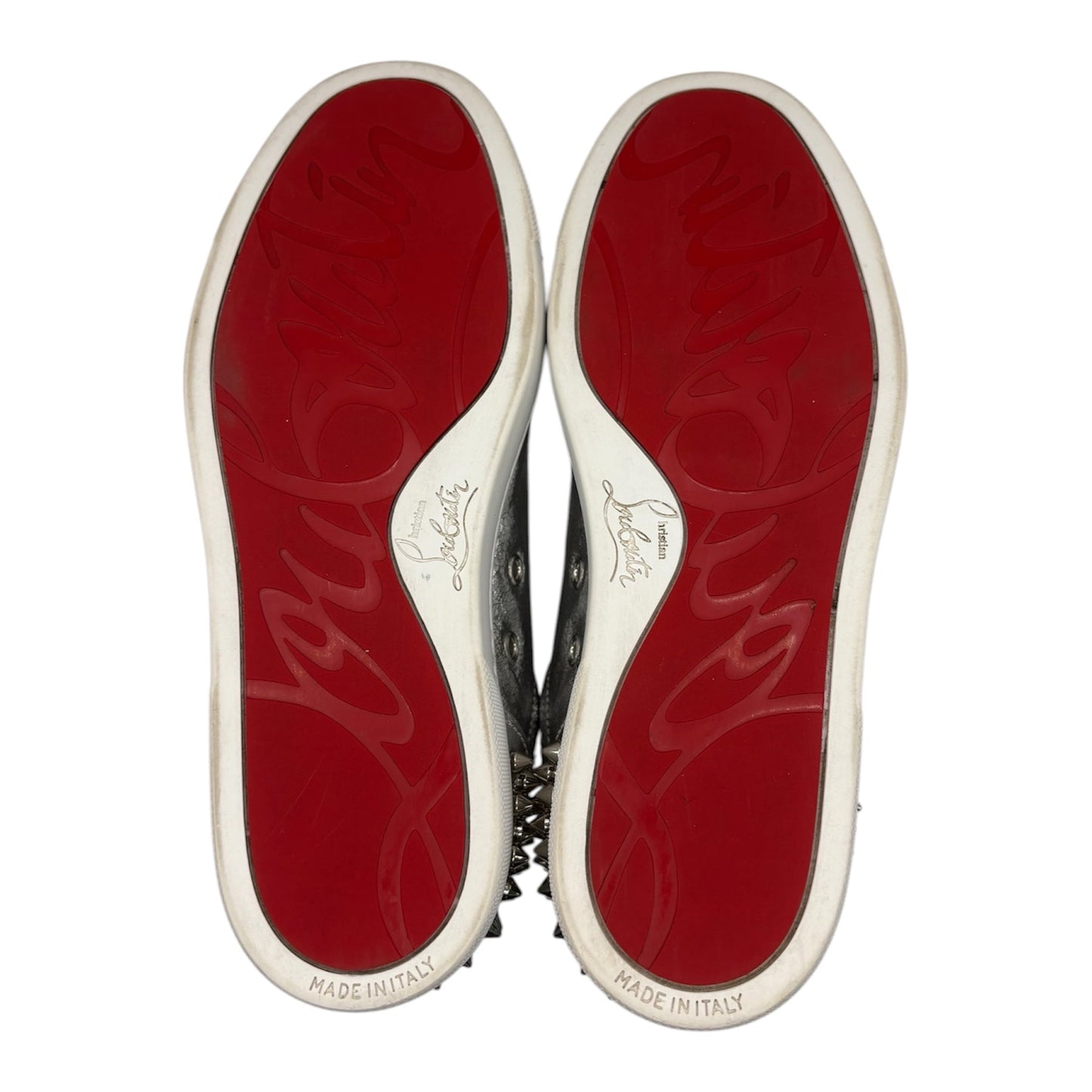 Christian Louboutin Louis Junior Spikes Metallic Cracked-Leather Sneakers