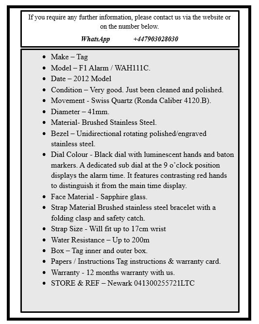 Tag F1 Alarm / WAH111C