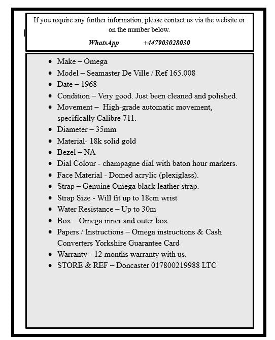 Omega Seamaster DeVille / Ref 165.008