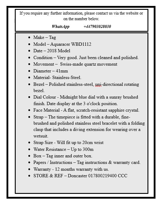 Tag Aquaracer WBD1112