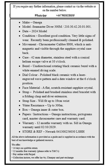 Omega Seamaster Diver 300M / 210.30.42.20.01.001.