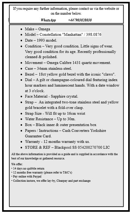 Omega – Constellation "Manhattan" / 398.0876