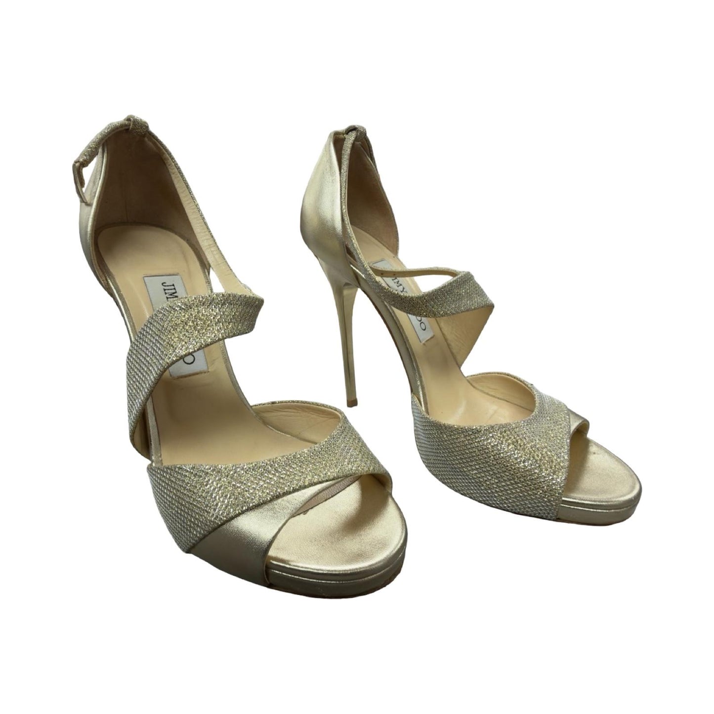 Jimmy Choo Tyne 120 Gold Glitter Heels Shoes