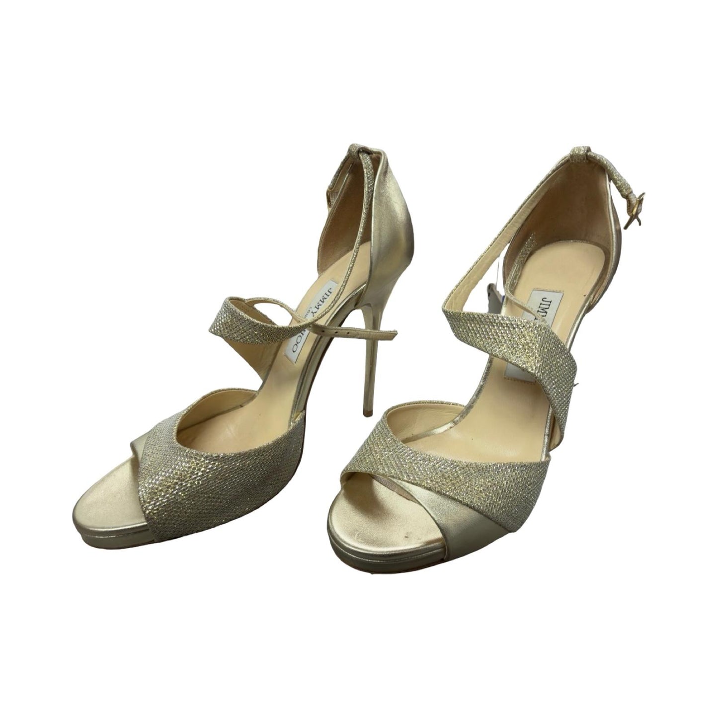 Jimmy Choo Tyne 120 Gold Glitter Heels Shoes