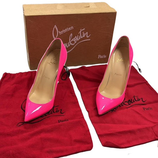 Christian Louboutin Pigalle Follies 100 Shocking Pink Patent Leather Heels
