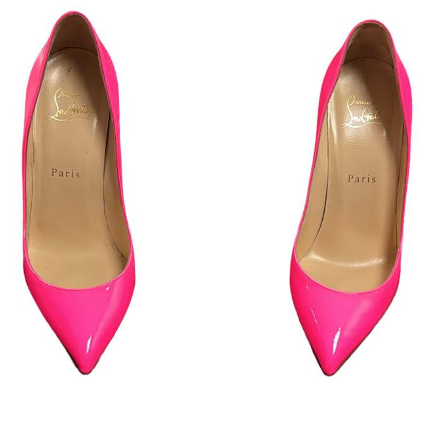 Christian Louboutin Pigalle Follies 100 Shocking Pink Patent Leather Heels