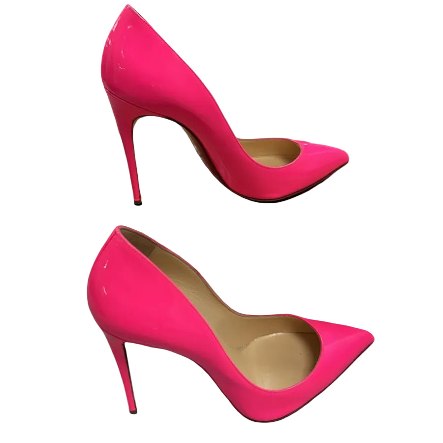 Christian Louboutin Pigalle Follies 100 Shocking Pink Patent Leather Heels