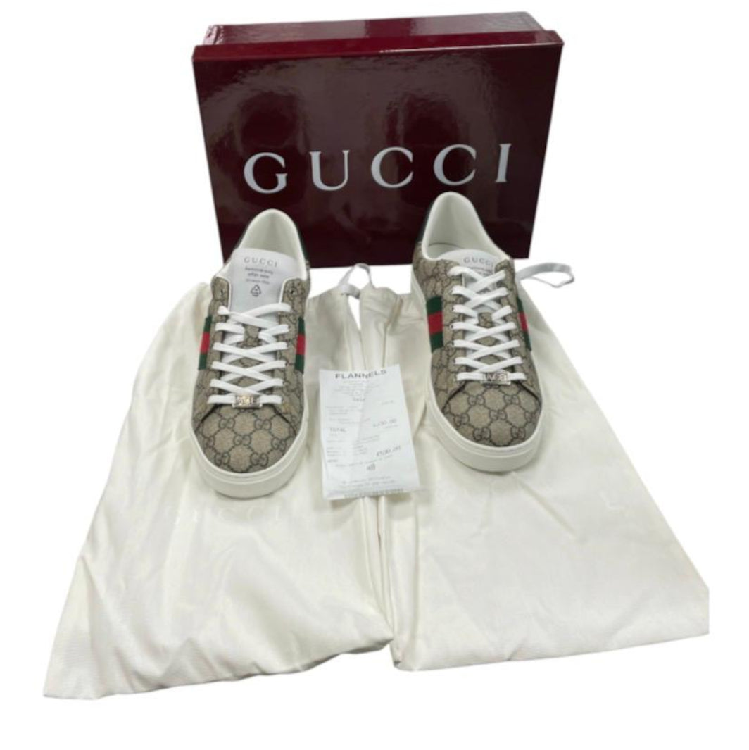 Gucci New GG Ace Beige Ebony Sneakers