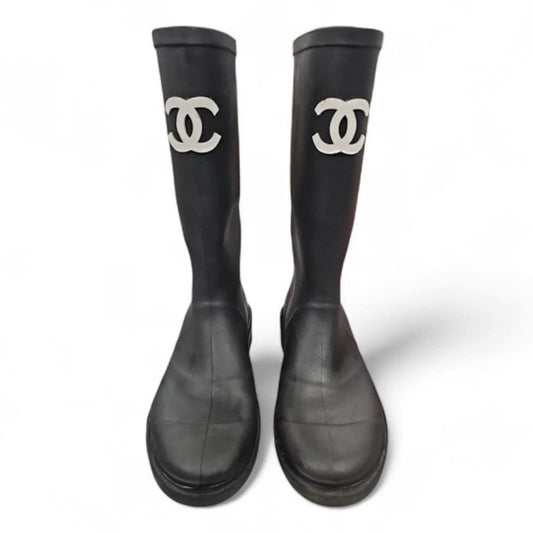 Chanel Interlocking CC Rubber Boots