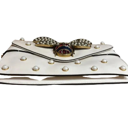 Gucci Broadway Pearly Bee Leather Shoulder Bag