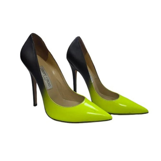 Jimmy Choo Anouk Neon Yellow & Matte Black Degrade Shoes