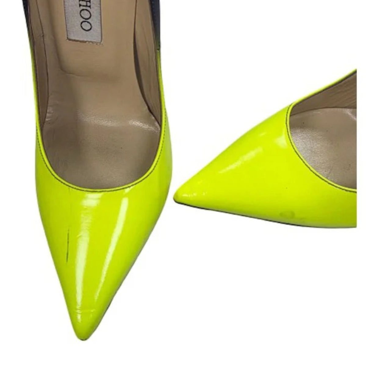 Jimmy Choo Anouk Neon Yellow & Matte Black Degrade Shoes