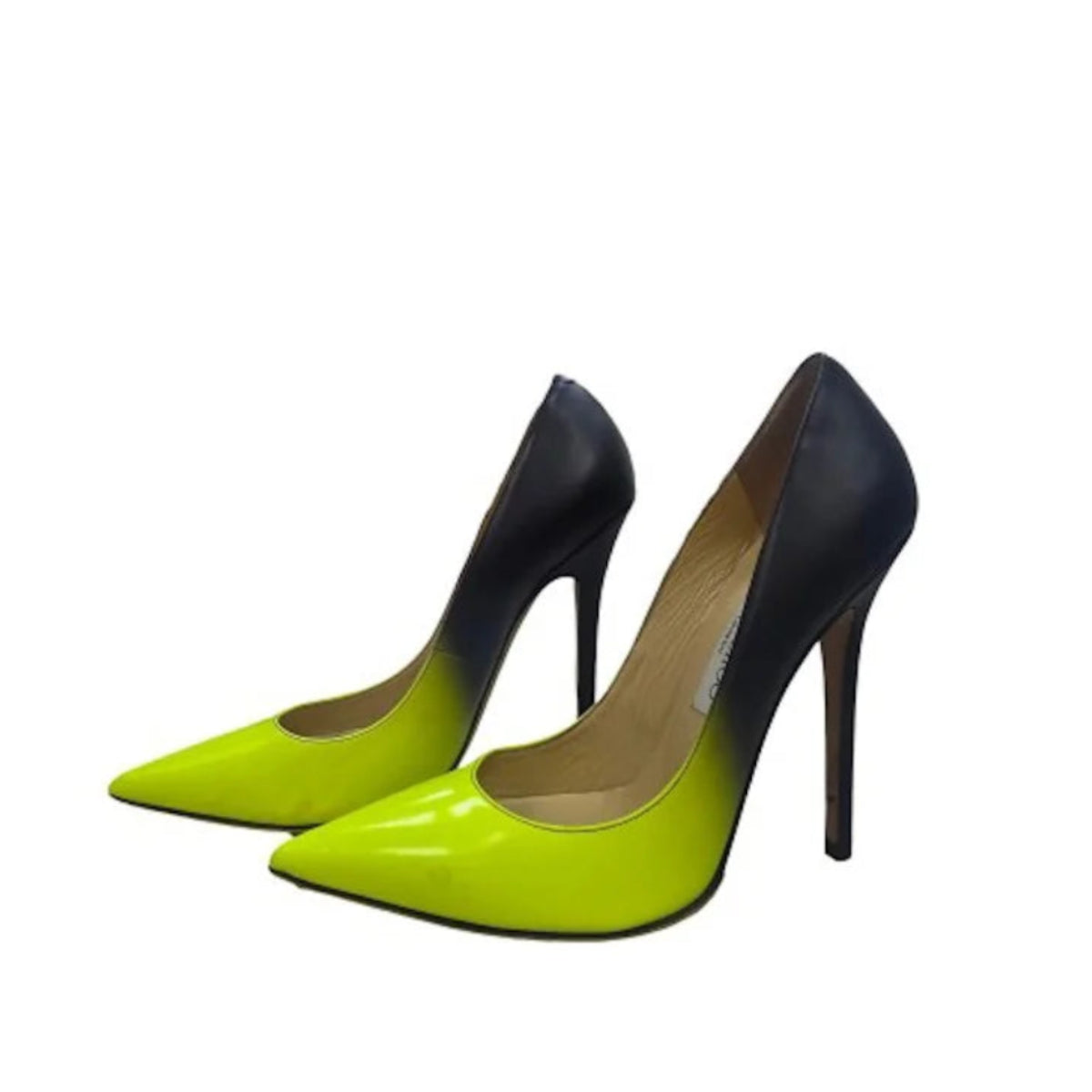 Jimmy Choo Anouk Neon Yellow & Matte Black Degrade Shoes