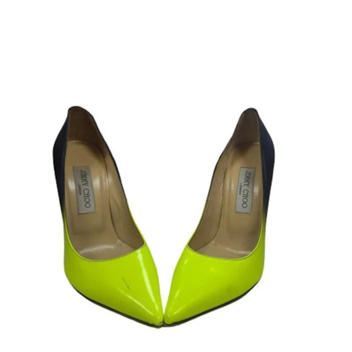 Jimmy Choo Anouk Neon Yellow & Matte Black Degrade Shoes